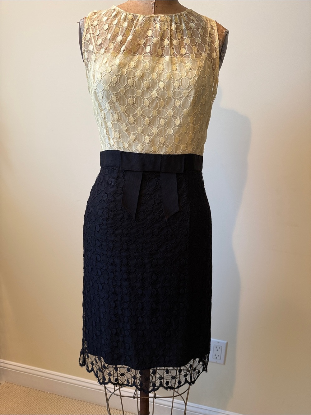 Milly Black Lace Pencil Skirt with Yellow Lace Bodice
